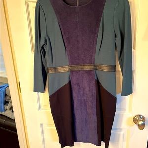 Multimedia BCBG dress. Faux leather, suede.